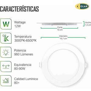 Plafonnier LED encastré rond 12W avec 960lm de luminosité et haute efficacité - Catégorie de produit - Product Image 3