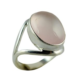 Handmade 925 Sterling Silver <b>Opal</b> <b>Ring</b> Boho Style Rose Quartz Oval January Birthstone Jewelry Perfect Birthday Gift for Her - Product Image 1
