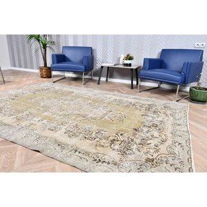 พรมตุรกีโบราณขนาดใหญ่ 5.9x8.7 ฟุต สีเทา พรมขนสัตว์สไตล์ตะวันตกเฉียงใต้ - Product Image 3