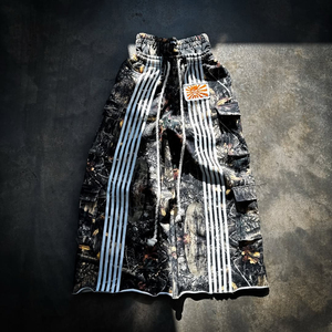 Lavado personalizado Multi bolsillos de algodón de doble cintura de pierna ancha pantalones de lavado Vintage se desvaneció la impresión digital pantalones de carga holgados hombres - Product Image 2