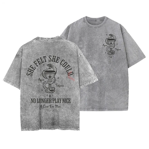 เสื้อยืดโอเวอร์ไซส์ผู้ชายผ้าฝ้ายวินเทจโบซี่สตรีทแวร์เสื้อครอปแอซิดแบบเรียบง่าย - Product Image 2