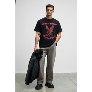 Camiseta GUSI para Hombre, Corte Holgado, 100% Algodón Orgánico, Cuello Redondo, Color Negro, Talla 5XL - Product Image 4