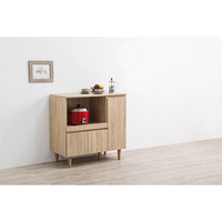 Meuble de cuisine moderne à 3 portes avec tiroir, étagère coulissante, design démontable, en panneaux de particules/MDF laminé papier/PVC – Offre Spéciale