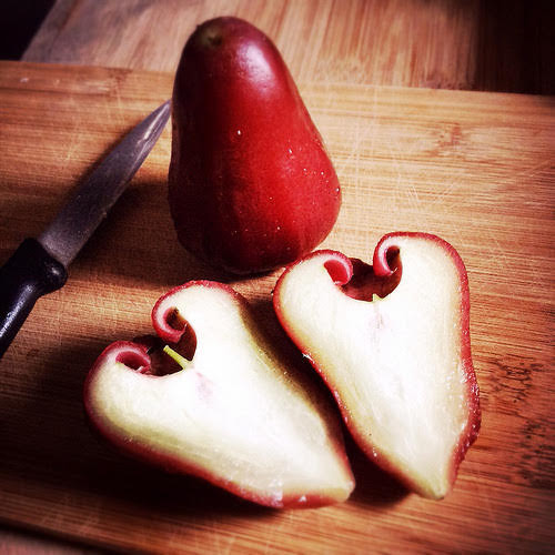 Fresh water apple or rose red skin with white flesh at farm Vietnam