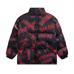 Chaqueta acolchada de invierno para hombre al por mayor, confeccionada con cremallera impermeable, cuello levantado, decoración con botones, Impresión de logotipo personalizado - Product Image 2