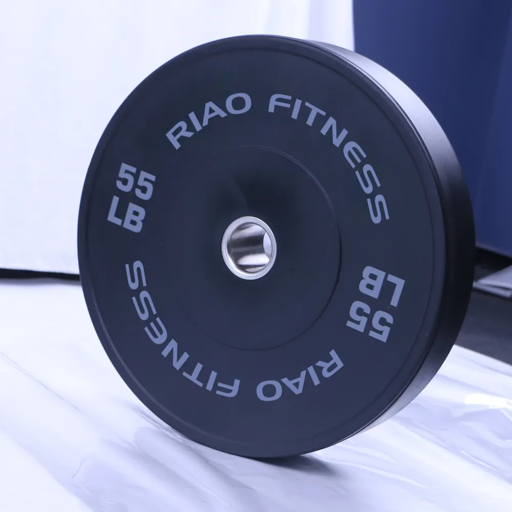 Peso livre de fábrica 5-25 kg 10-55 lb cor preto logotipo personalizado barra de borracha placa de peso