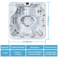 VIRLUX V1005 Spa extérieur pour 6 personnes avec 1 chaise longue, 50 jets, éclairage LED, baignoire à remous en acrylique