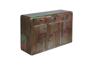 Modern 6-<b>Drawer</b> Solid Wood Cabinet with Pull Doors and 6-<b>Shelves</b> Indian Design Recycled Home Furniture for Living Room - Product Image 2