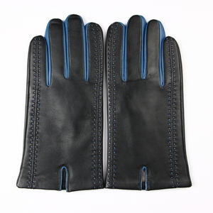 Mode laine doublée véritable peau de mouton chaud hiver hommes gants en cuir cousu à la main Production nouveau Style de mode gants d'habillage - Product Image 3