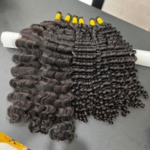 Extensiones de cabello Remy de onda profunda suelta Afro a granel, precio al por mayor, pelucas humanas vietnamitas crudas negras naturales, ondas corporales rizadas italianas - Product Image 1