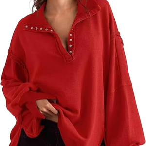 Sweatshirt for <b>Women</b> Fall Clothing for <b>Women</b> 2025 Trendy <b>Henley</b> Pullover Button Sweatshirts Tunic <b>Tops</b> <b>S</b>-2xl - Product Image 5