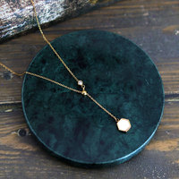 Collar de Joyería con Colgante Hexagonal Ajustable, Chapado en Oro de 18k, Acero Inoxidable 316L Resistente al Agua, para Mujer