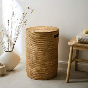 Handmade Artistic Rattan <b>Laundry</b> <b>Basket</b> With Classic Finished Perfect For Country Style Homes And Farmhouse Interior Themes - Product Image 1