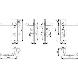 Birmingham 1117/202KP/AP Aluminium F2 SK/OL Short Escutcheon <b>Set</b> <b>Square</b> Lever Handle for Curtain Poles Tracks Accessories HOPPE - Product Image 3