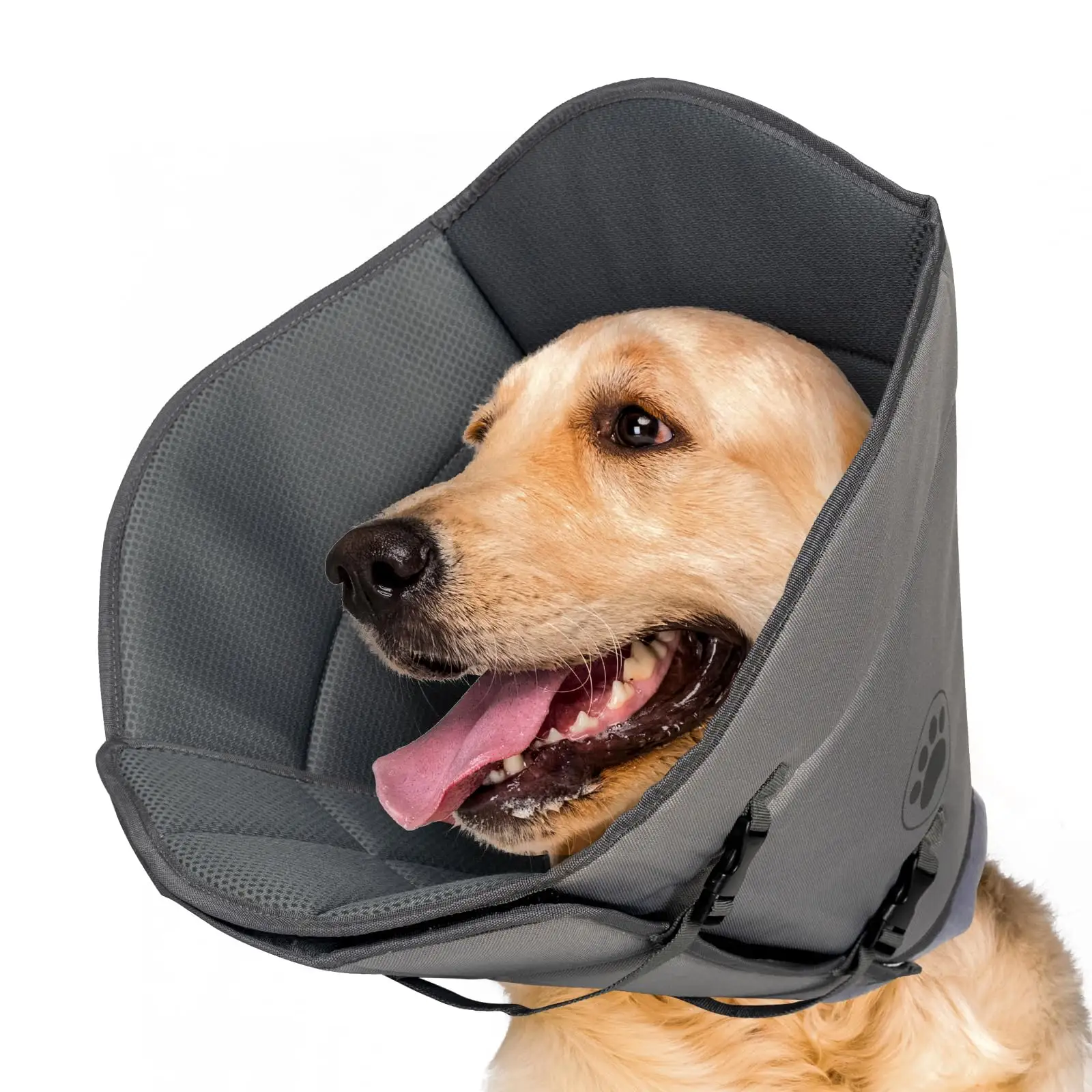 Adjustable Dog Cone Prevent Licking Scratching After Surgery Soft Dog Collar Breathable Buckle Drawstring Pet Recovery Collar