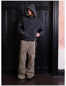 Sudadera con capucha y cremallera para hombre, modelo regular, unisex, 280 g/m², 100 % algodón lavado, de secado rápido, novedad invierno 2026 - Product Image 3