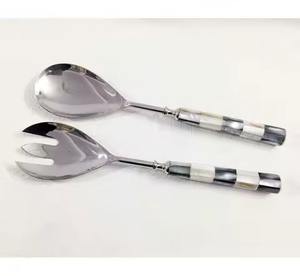 Premium Quality Stainless Steel Cutlery Cement Handle <b>Salad</b> Server <b>Spoon</b> Fork Serving Tool Tableware Kitchenware - Product Image 3