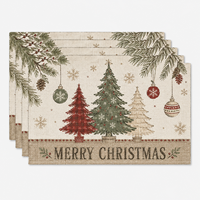 Ensemble de sets de table de Noël personnalisés en usine, lavables, pour la décoration de la table de fête