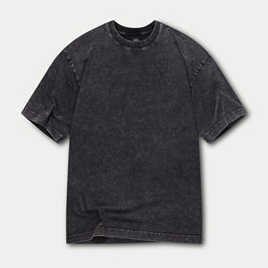 Camisetas de algodón pesado de gran tamaño para hombre, ropa de calle alta lavada con ácido OEM, camisetas de prendas de vestir lavadas con piedra de algodón 100% - Product Image 1