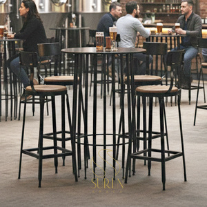 Table de style marbre ronde en fer, meuble fait à la main, pour Restaurant d'hôtel - Product Image 1