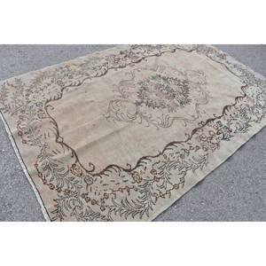 พรมตุรกีทำมือสีเบจสีน้ำตาลคลาสสิคขนาด5.9x8.7ฟุตทรงสี่เหลี่ยมสำหรับติดทางเข้าห้องนั่งเล่นพรมข้างเตียง - Product Image 2