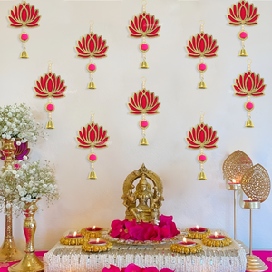 Divyakosh ชุดแขวนบัวสีชมพู10ชิ้น, ชุดตกแต่งผนังขนาด9นิ้วและฉากหลังแต่งงานสำหรับตกแต่งบ้านและประตู - Product Image 2