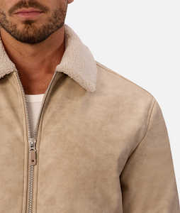 Vêtements d'extérieur en daim de luxe en gros, veste en cuir pour hommes, veste en tissu respirant à fermeture éclair de qualité supérieure avec logo personnalisé - Product Image 4