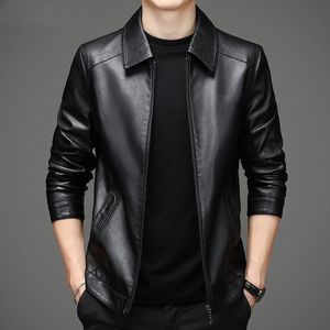 La mejor chaqueta de cuero para hombre, tendencia de moda de motocicleta, chaqueta de cuero personalizada ajustada, chaqueta de cuero de Pu con cuello levantado de gran tamaño para hombre - Product Image 3