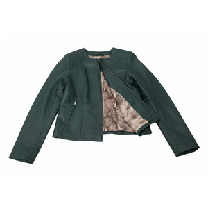 Nouvelle veste en cuir pour femme, élégante et décontractée, couleur verte unie, fabrication de qualité supérieure, cuir véritable, veste en cuir pour femme - Product Image 4