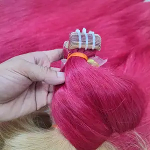 Toptan fiyat işlenmemiş Vietnam insan saçı bant saç bir donör manikür hizalanmış insan saç uzatma
