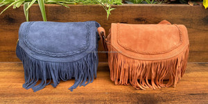 Custom New Design Fashion High Quality Elegant Genuine Suede Leather Fringe <b>Handbag</b> with Detachable Shoulder Strap for Ladies - Product Image 3