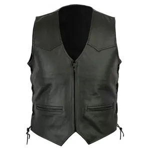 New Fashion Wear Men Leather Vest At Cheap Price OEM Service Top High Quality Leather Made Vest For Men's