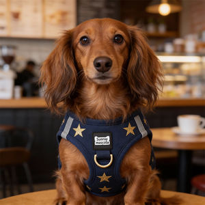 선레이마스코타 맞춤형 소프트 메쉬 애완견 고양이 하네스 반사성 통기성 스텝인 도그 하네스 세트 강아지 애완견 산책 세트 - Product Image 4