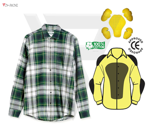 เสื้อแจ็คเก็ตมอเตอร์ไซค์บุเกราะสำหรับผู้ชาย ผ้าแฟลนเนล ใส่ได้ทุกวัน ได้รับมาตรฐานความปลอดภัย CE เสื้อป้องกันสำหรับขี่มอเตอร์ไซค์ - Product Image 1