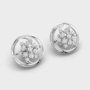 Pendientes de Diamantes Florales Redondos de Lujo en Oro Rosa/Amarillo/Blanco de 9k |   Fabricante de Joyería Fina Personalizada OEM - Product Image 2