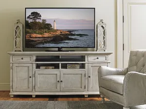Mobile <span class=keywords><strong>TV</strong></span> in stile Coastal Beach House, Centro di intrattenimento in legno anticato con spazio contenitivo - Product Image 3