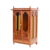 Temple domestique en bois massif, Mandir en bois fait main, élégant meuble de prière hindou avec finition brun, pour salon KA837