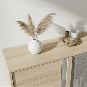 Armoire à chaussures élégante à 2 portes et à 5 niveaux SC405 Chêne Sonama clair et marbre clair Design contemporain pour 15 paires de chaussures - Product Image 3