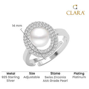 Anillos de Plata de Ley 925 de Primera Calidad para Mujer, Chapados en Rodio con Circonita y Perla para Bodas - Product Image 5