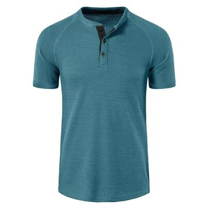 Camiseta de manga corta Polo de verano para hombre, camiseta de talla grande de Europa y Estados Unidos para hombre, camiseta de Waffle de verano, camiseta Henry - Product Image 2