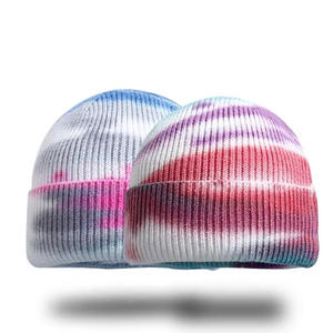 Custom Color Dyed Printed Best Quality Acrylic Wool Ribbed Knitted <b>Beanie</b> Caps With Fold Over Design For Daily Casual Wear - Product Image 1