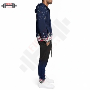 Survêtement pour homme avec capuche et pantalon de survêtement à fermeture éclair, imprimé en relief personnalisable, grammage lourd, dernier design, patch brodé, pour l'hiver 2025 - Product Image 3