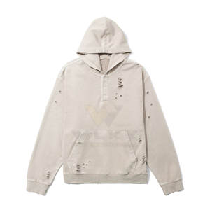 2024 Custom Logo Printed Men's Distressed Hoodies High Quality <b>Thermal</b> <b>Fleece</b> Acid Washed Techniques Puff Techniques Sets Winter - Product Image 1