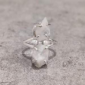 แหวนเงินแท้ 925 สำหรับผู้หญิง ดีไซน์หยดน้ำ ประดับมูนสโตนธรรมชาติหลากสี หินคู่ เหมาะเป็นของขวัญวันเกิดเดือนมิถุนายน งานแฮนด์เมด สำหรับเทศกาลคริสต์มาส - Product Image 4