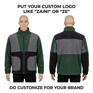 Custom Men's <b>Running</b> <b>Jacket</b> 240g Premium Polyester Fleece <b>Reflective</b> Quick Dry Light Olive Full Zip Embroidery Print Embossed - Product Image 1
