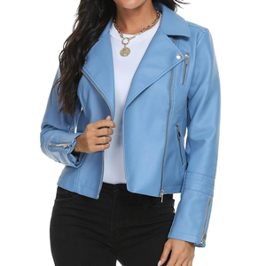 Veste en cuir pour femmes de conception de vente chaude unique Veste solide pour femmes Vestes en cuir avec logo de conception OEM pour femmes - Product Image 1