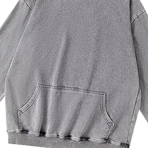 Light <b>Grey</b> Acid Washed Hoodie Oversized Pullover Vintage Texture Soft <b>Fleece</b> Streetwear Sweatshirt Winter Wear For <b>Men</b> Women - Product Image 5