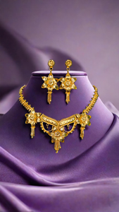 Dernier arrivage de boucles d'oreilles collier en plaqué or 22 carats ensemble de boucles d'oreilles collier au design unique pour femmes bijoux - Product Image 3