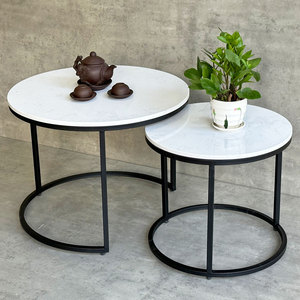Modern Nesting <b>Sofa</b> <b>Table</b> with Round Stone Top and Iron Frame-Living Room Furniture (TT68211) - Product Image 5