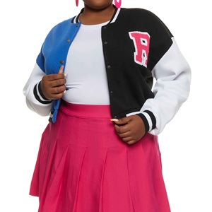 Chaquetas universitarias recortadas de moda para mujer, tela de lana de 2 tonos, chaquetas universitarias con letras para mujer, lona Vintage bordada - Product Image 6